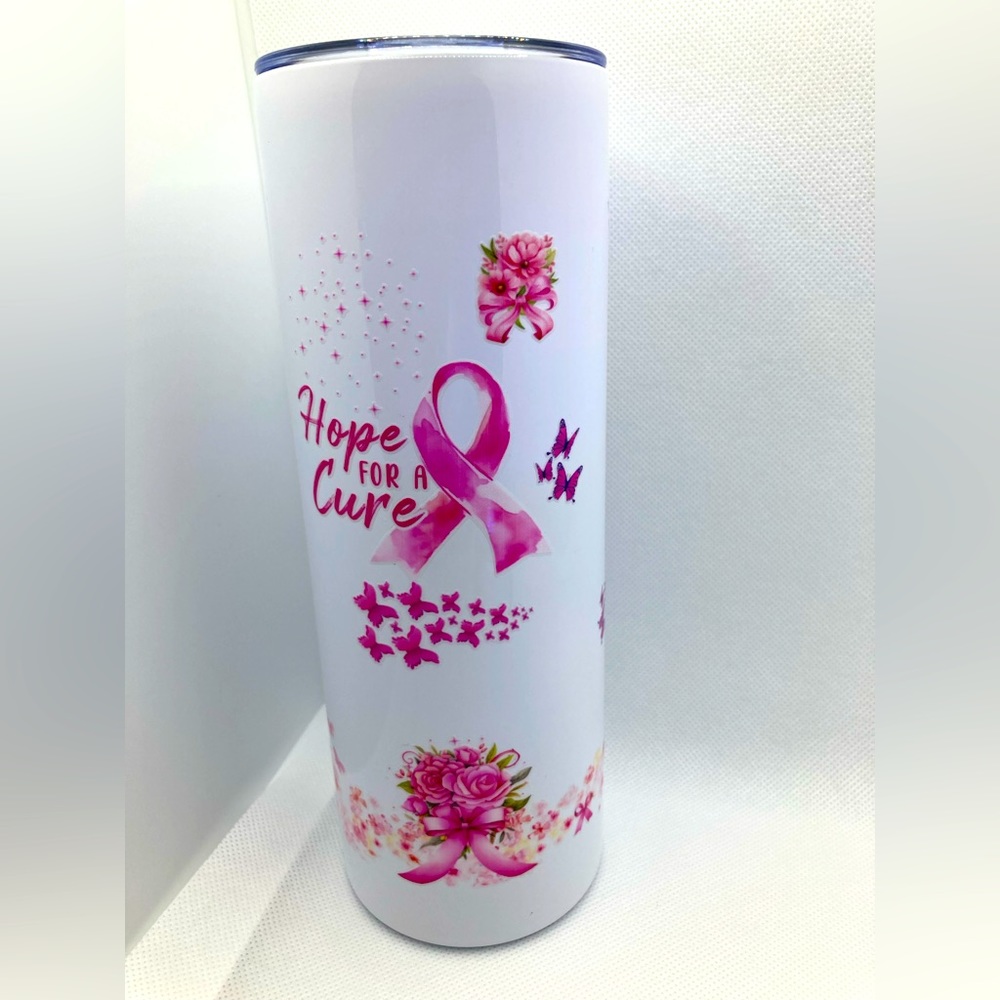 HANDMADE Pink Strength: 20 oz Tumbler for Breast Cancer Awareness - Picture 1 of 5